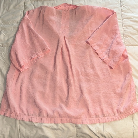 Zara Blouse Women's Size L Pink Flowy Oversized Button Up Shirt - Picture 7 of 7